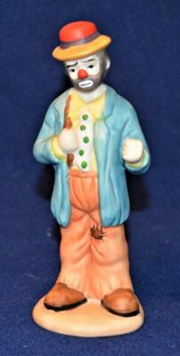 Vintage 1984 Flambro Porzellan Emmett KELLY Jr Clown Nicht Balloons 6 '' H Figur