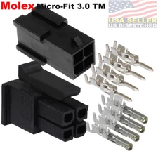  Molex (4 Circuits) Male & Female Housing w/ Pins 20-24 AWG Micro-Fit 3.0™