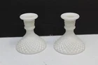 Set of 2 Vintage Westmoreland Hobnail Milk Glass Candlestick Holders