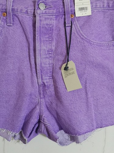 Levis 501 Shorts High Rise 100% Cotton Purple Size 32 RRP110 - Picture 4 of 13