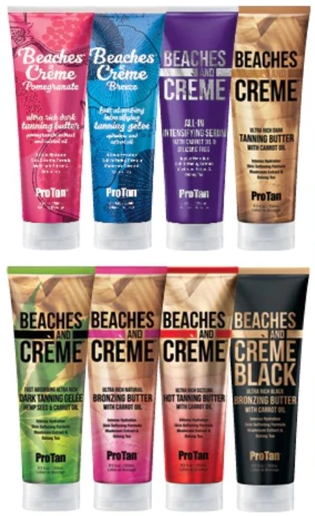 Pro Tan Beaches & Creme Tanning Accelerator & Bronzing Sunbed Lotions Bottles