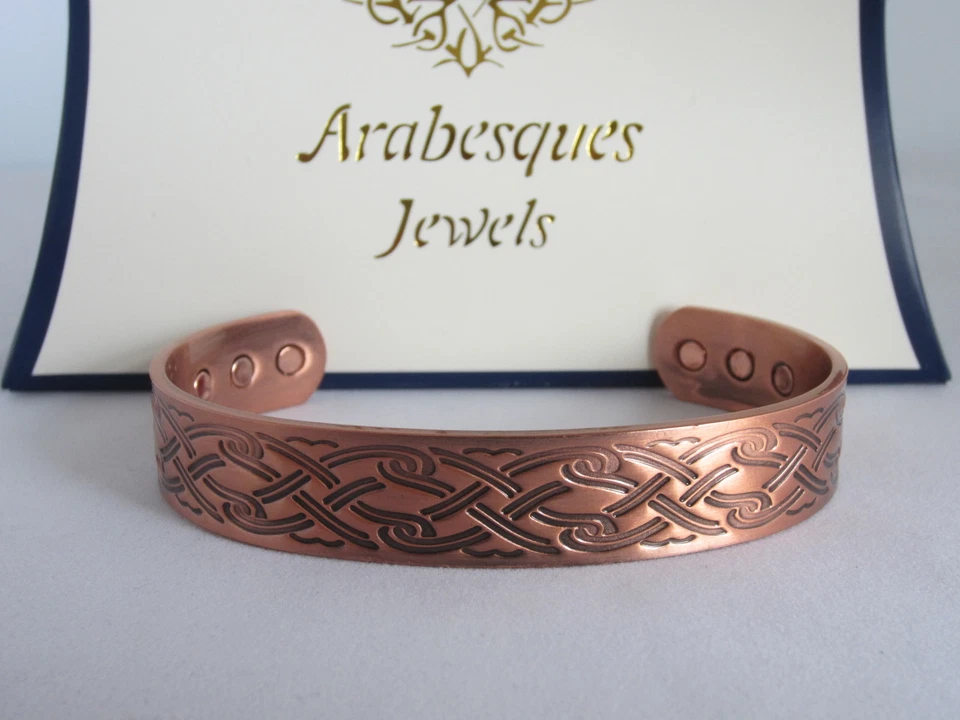 ARABESQUES JEWELS TOP QUALITY MENS L/XL WARRIOR MAGNETIC COPPER BANGLE/TORQUE PAIN RELIEF AJMB