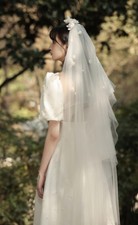 Floral Ivory Bridal Veil Fingertip Wedding Veil Bridal Shower Engagement Party