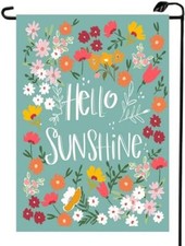 Spring Hello Sunshine Garden Flag 12x18 Inch Double Sided Summer multicolor
