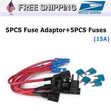 5 Pack Car Add-a-circuit Fuse TAP Adapter Set, Mini ATM APM 15A AMP