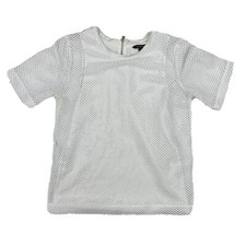 Banana Republic White Mesh Fishnet Layered S/S Blouse Lined Sz S