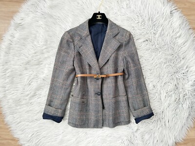Jobis 100% wolle vintage blazer plaid jaquard kariert check Reiter Equestrian 40