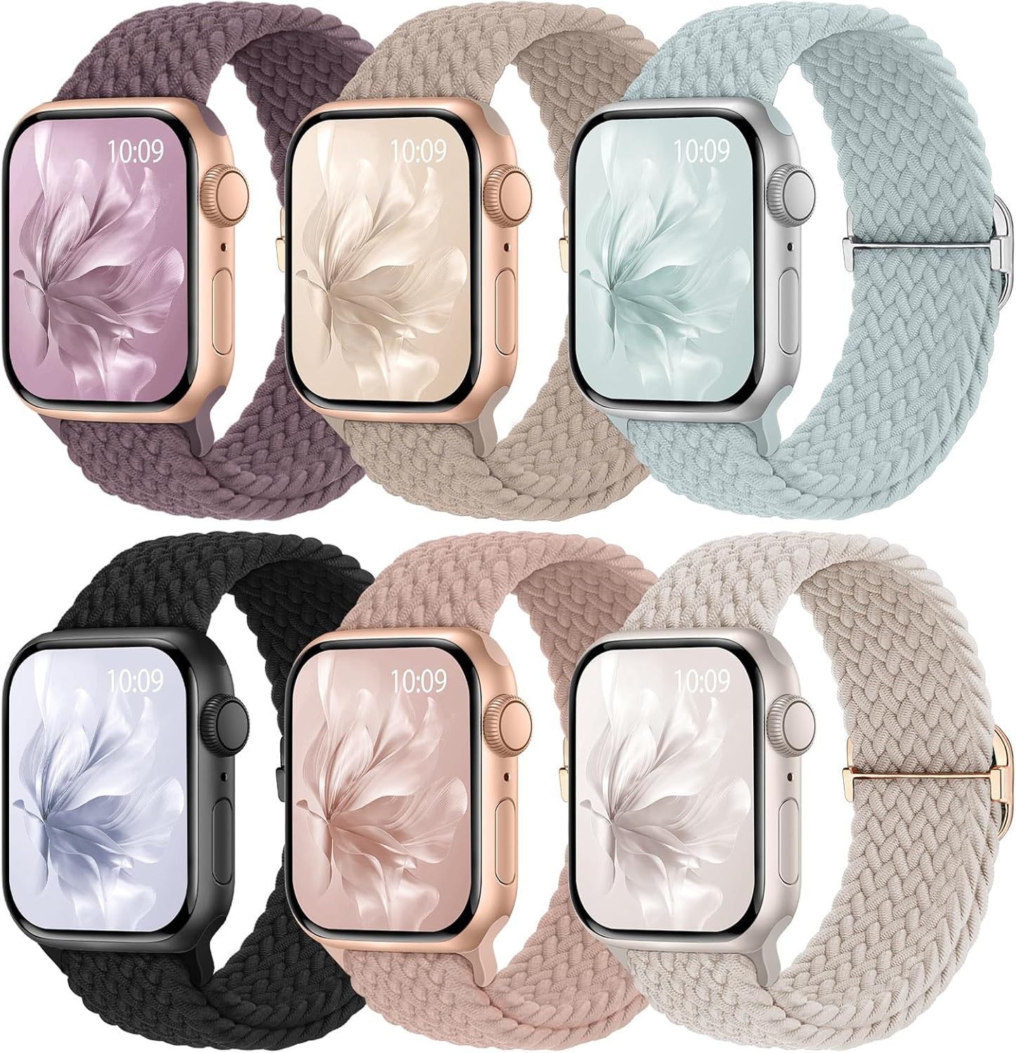6 Pack Braided Stretchy Bands Compatible with Apple Watch Band 38Mm 40Mm 41Mm 42