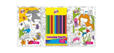 Children's Travel Colouring Set 12 Colouring Pencils Books Twin Art Craft Kids