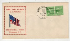 1938 PRESIDENTIAL SERIES FDC BETTER EGOLF CACHET 839-37 COIL GEORGE WASHINGTON