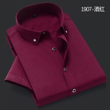 New Men's Dress Shirts Short Sleeves Formal Business Slim Fit Casual Shirts Tops