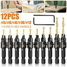 12Pcs Countersink 1/4 Drillforce Cobalt Drill Bit Set HSS Jobber Metal Drill Bit