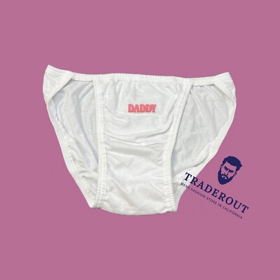 H.E.Arts Design Daddy Puff Logo custom print Men white string bikini underwear