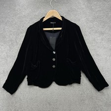 Grizas Jacket Womens Small Black Velvet Silk Lagenlook Slouch Pearl Button