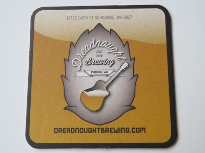 Beer Coaster ~ DREADNOUGHT Brewery ~ Monroe, WASHINGTON ~ Drink Where You Play