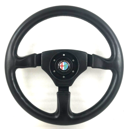 Genuine Momo Alfa Romeo SZ Sprint Zagato 360mm Leather Black Wheel Steering 7A - Picture 1 of 15