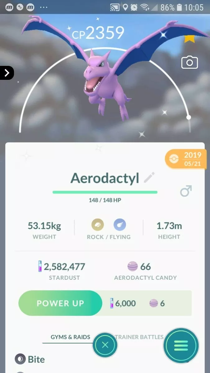 Shiny Aerodactyl Pokemon Trade Go