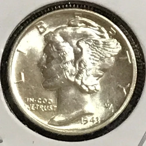 U.S. Mercury Dime Ch BU Full Split Bands 1943