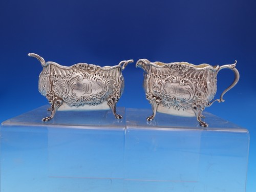 Dresden by Whiting Sterling Silver Sugar and Creamer GW #3338 B Monogram (#8344) - Picture 2 of 22