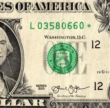 2013 L Star note Fancy Serial Number Regular Run