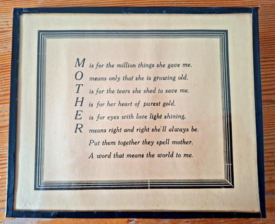Mutter, Vintage, Hänge- Plakette/Bild mit Gedicht, sentimental.