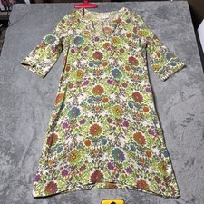 Etro 42 Medium 100% Linen Floral Print Dress RARE Multicolor Made in Italy Boho