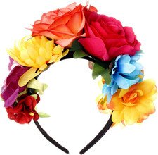 Mexican Rose Flower Crown Headband for Halloween Costume Party