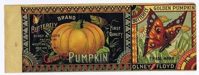Butterfly Brand Golden Pumpkin Can Label, Olney And Floyd,  Westernville, NY
