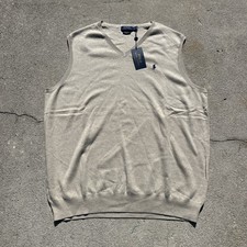 Polo Ralph Lauren Sweater Vest Men  s 2XLT Oatmeal Beige V-Neck Pima Cotton NWT