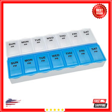 Weekly Pill Box Organizer 7 Day Medicine Storage Case 2 Times a Day Daily AM PM