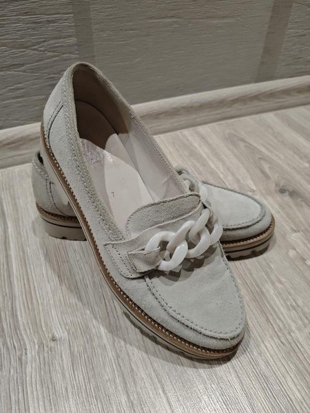 Women Gabor Loafers Silver Suede 40.5