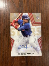 Miguel Amaya 2023 Topps Baseball Stars Gold Autograph Rookie Card /50 RC. rookie card picture