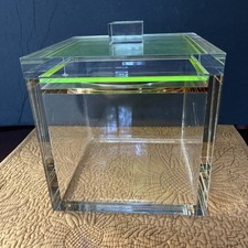 Rare Tinsley Mortimer? Clear & Neon Green/Yellow Lucite Ice Bucket 2000s Y2K