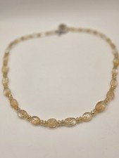 Authentic, Real Citrine Necklace With Crystal Bead Spacers,Yellow, Gemstone