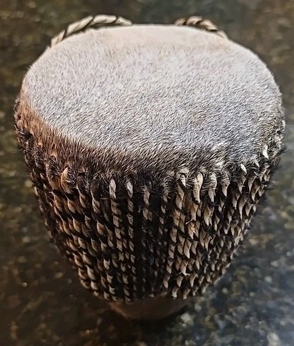 African Tribal Animal Hide Skin Leather Hand Drum  4"x 5.5" 