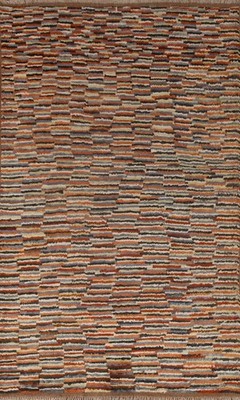 Striped Moroccan Oriental Area Rug Berber Wool Hand-made Contemporary Carpet 5x8