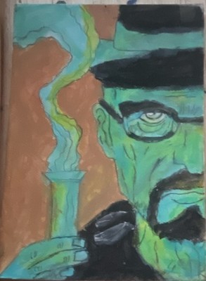 Heisenberg  from Breaking Bad with Beaker portrait painting Colored Unframed