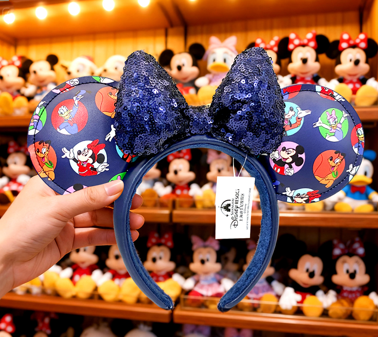 Disney Parks Headband Mickey and Friends Sequined Bow Navy Blue Minnie Ear US Mouse Ears Navy Blue Headband Mickey Minnie Sequin Ears Kids  main image 4