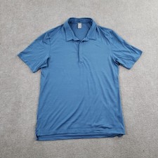 Icebreaker Polo Shirt Mens Medium Blue 100 Merino Lightweight Breathable