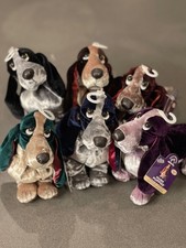 SET OF 6 - Applause Hush Puppies Bean Bag Plush Velvet Vintage w/ Tags 6"