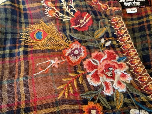 Johnny Was Workshop bestickt Flanell Blumen Tunika Shirt L - Bild 5 von 12