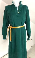 Abito in pura lana vergine 100% realizzato da una magliaia - tg 46 verde NUOVO