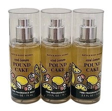 3 BATH  BODY WORKS Iced Lemon POUND CAKE Fragrance MIST SPRAY TRAVEL SIZE 2.5OZ