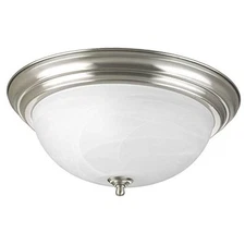 Three-Light Dome Glass 15-1/4" Close-to-Ceiling Nickel