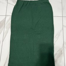 Zara Green Ribbed Mide Skirt Sz L