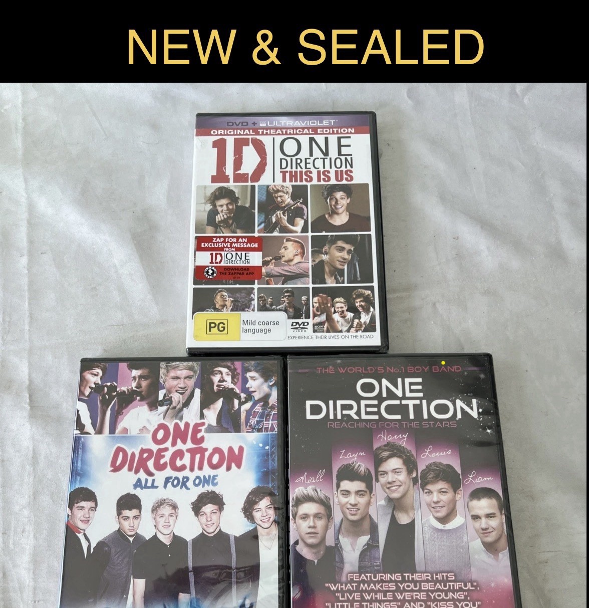 One direction dvds pop music 1d merchandise memorabilia new and sealed x3