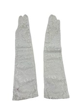VINTAGE WHITE GLOVES OPERA BRIDAL FANCY LACE Size 6.5 16.25  FINE QUALITY