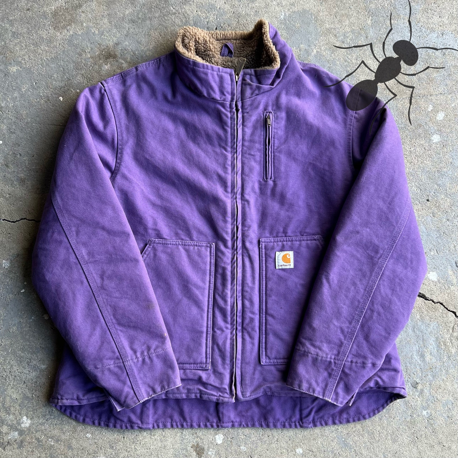 Vintage Y2K Carhartt Purple Sherpa-Lined Work Jacket for Women