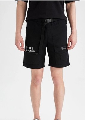 DeFacto Herren Shorts Schwarz mit Schriftzug 36