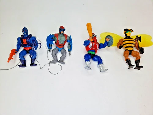 Lot of 4 Vintage Mattel He-Man MOTU Buzz-off Mekaneck Stratos Webstor